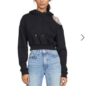 AREA French Terry sweatshirt with crystal shoulder detail